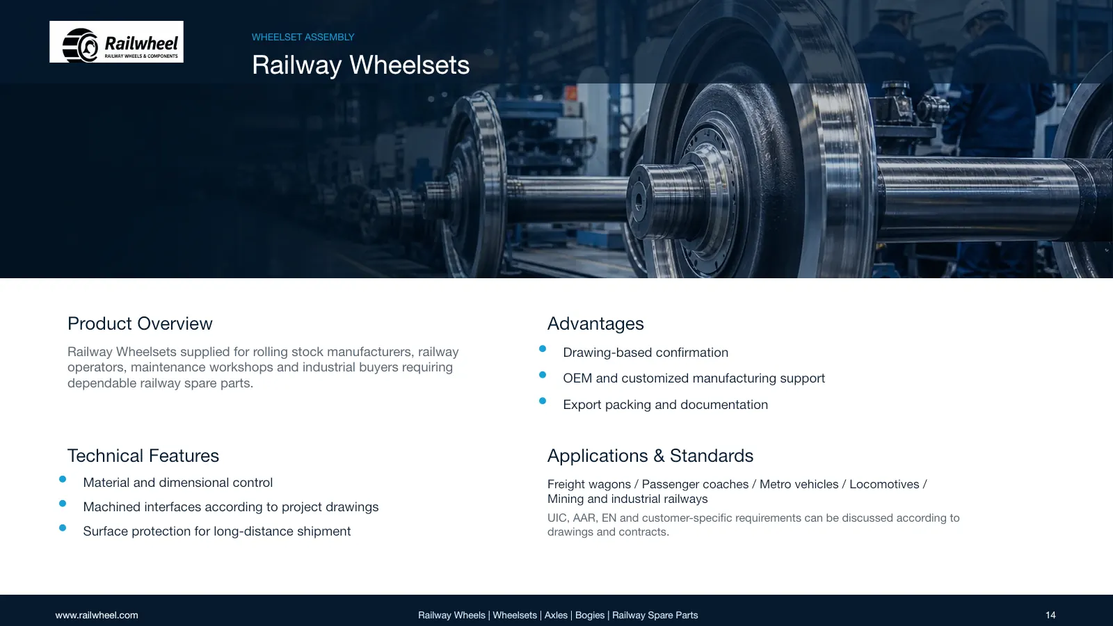 Railwheel company catalog page 14 for railway wheels and components