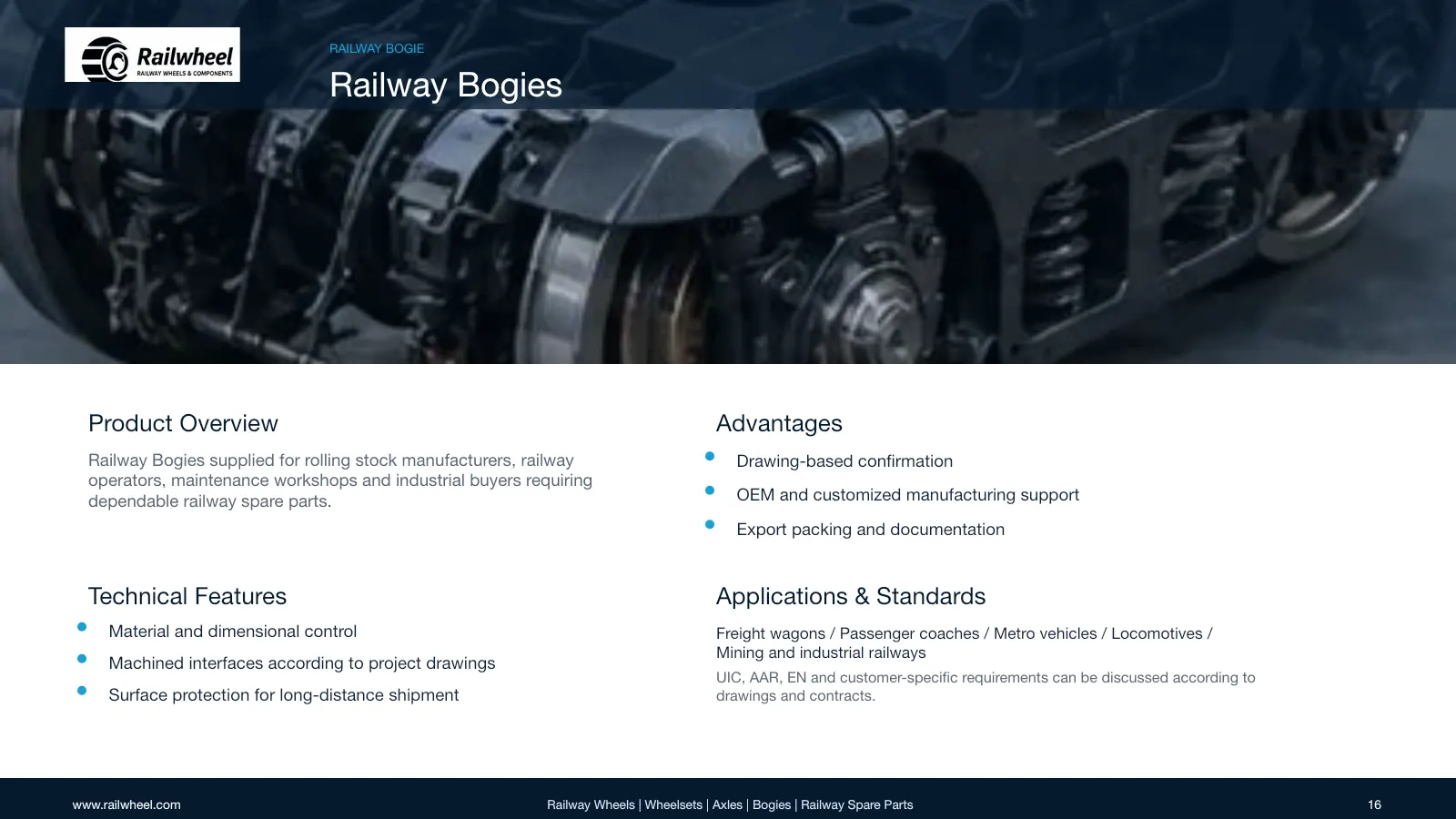 Railwheel company catalog page 16 for railway wheels and components