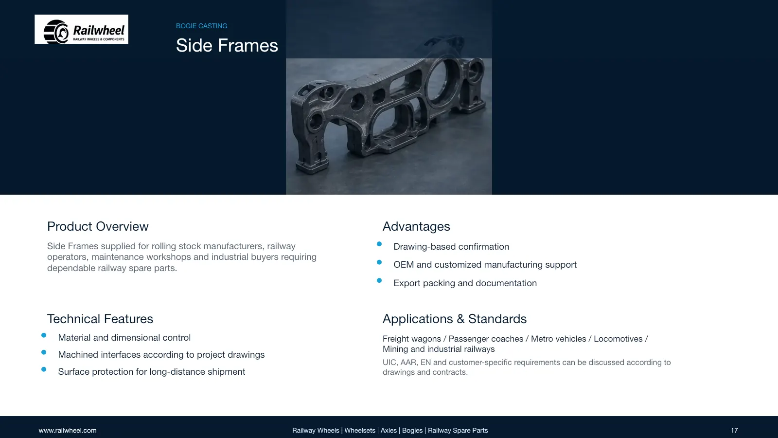 Railwheel company catalog page 17 for railway wheels and components