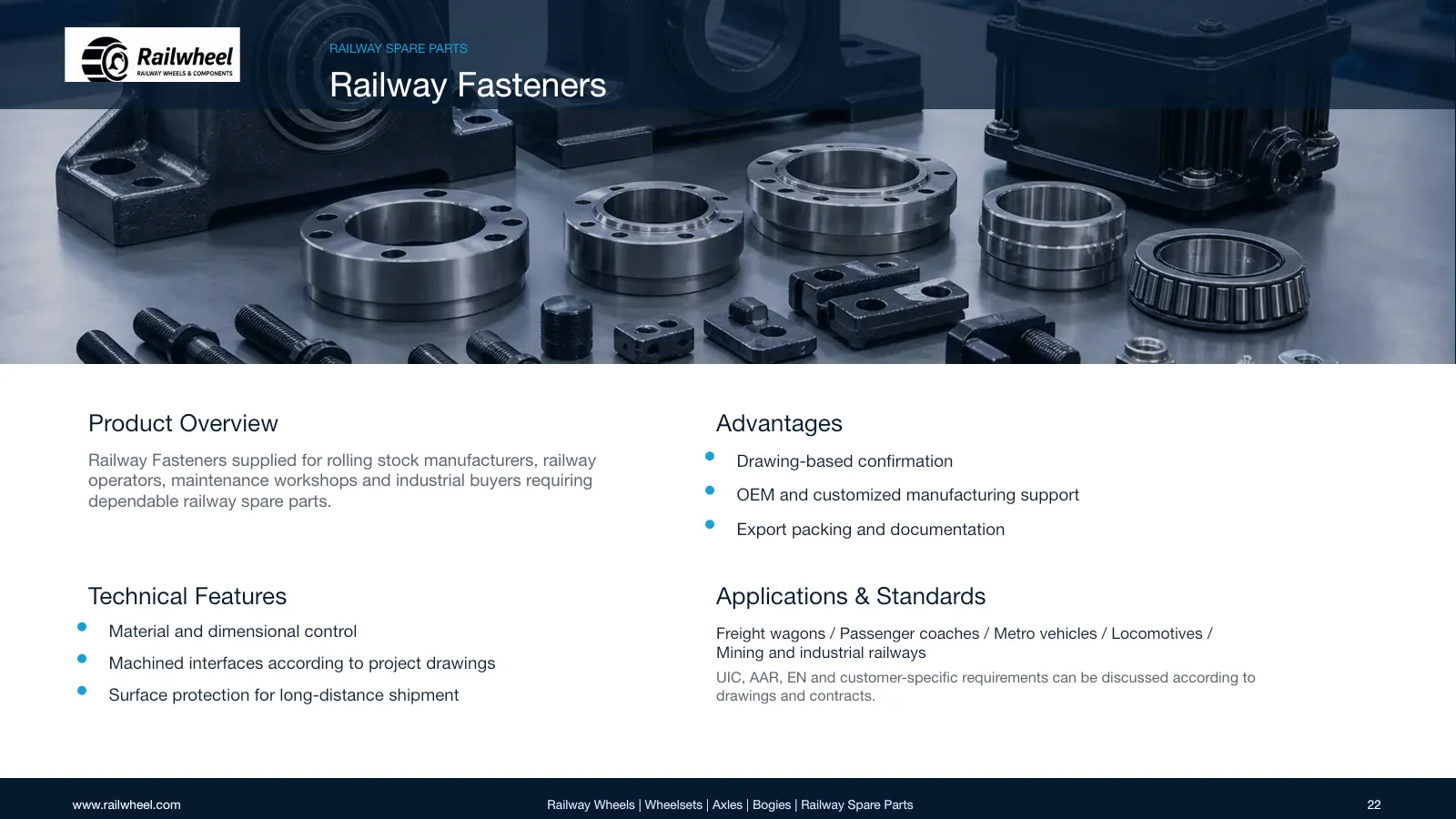 Railwheel company catalog page 22 for railway wheels and components