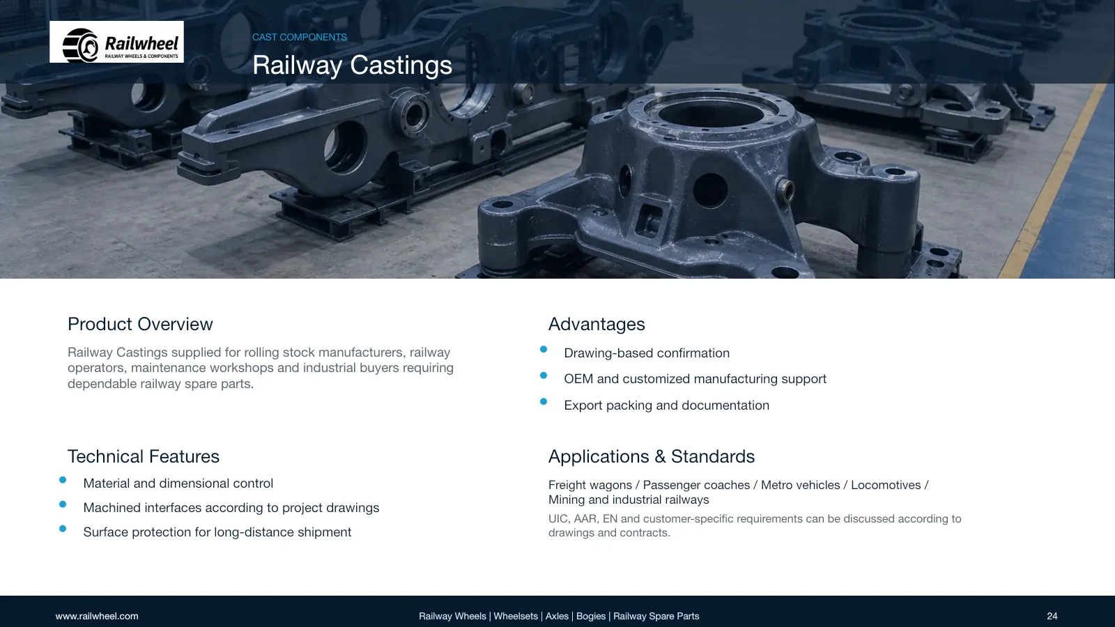 Railwheel company catalog page 24 for railway wheels and components