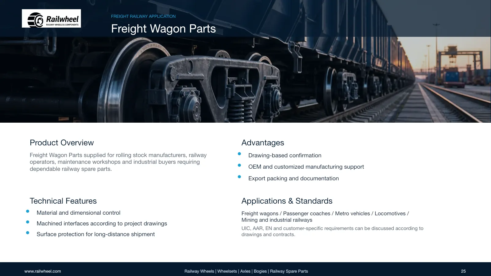 Railwheel company catalog page 25 for railway wheels and components