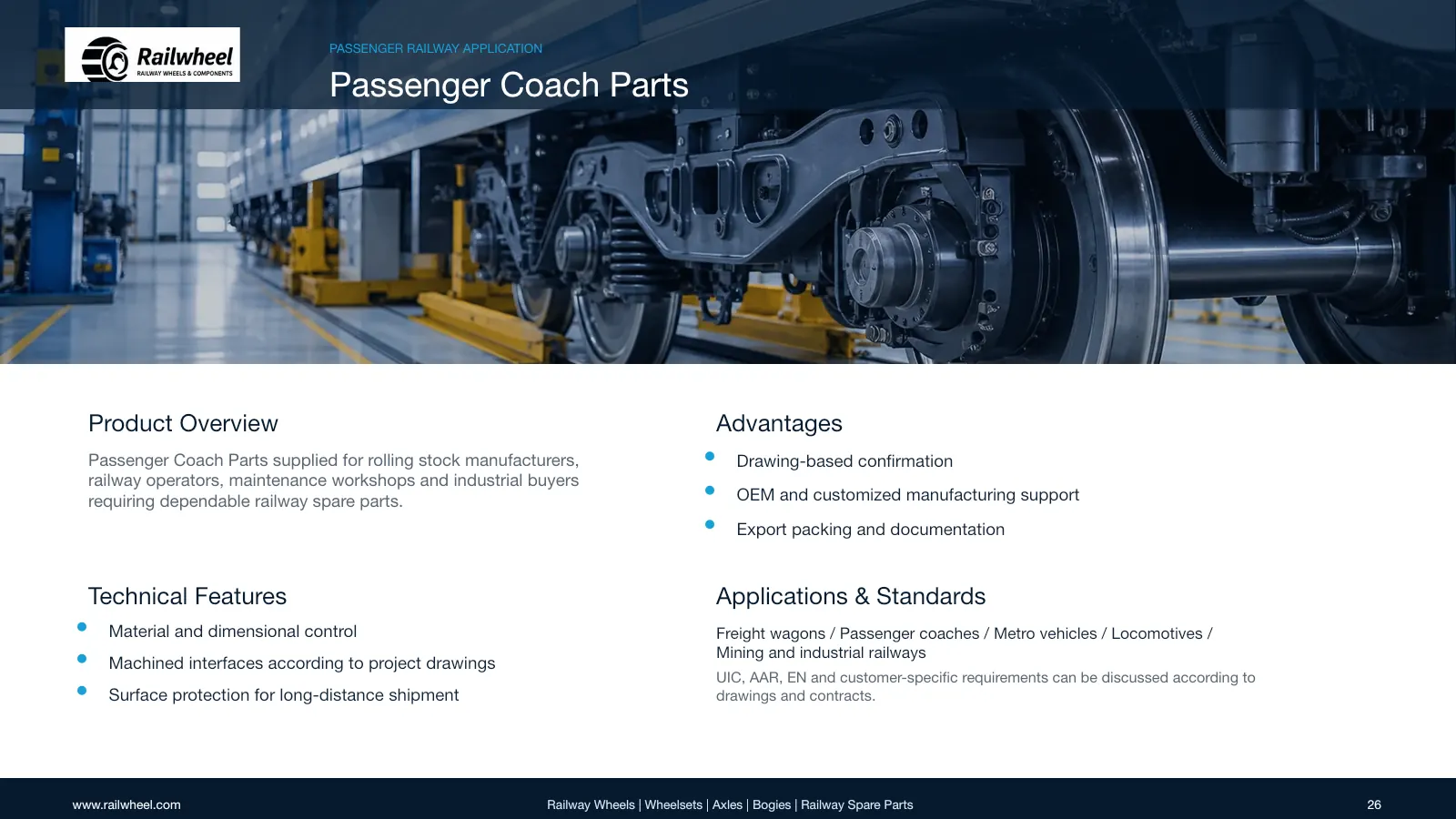 Railwheel company catalog page 26 for railway wheels and components