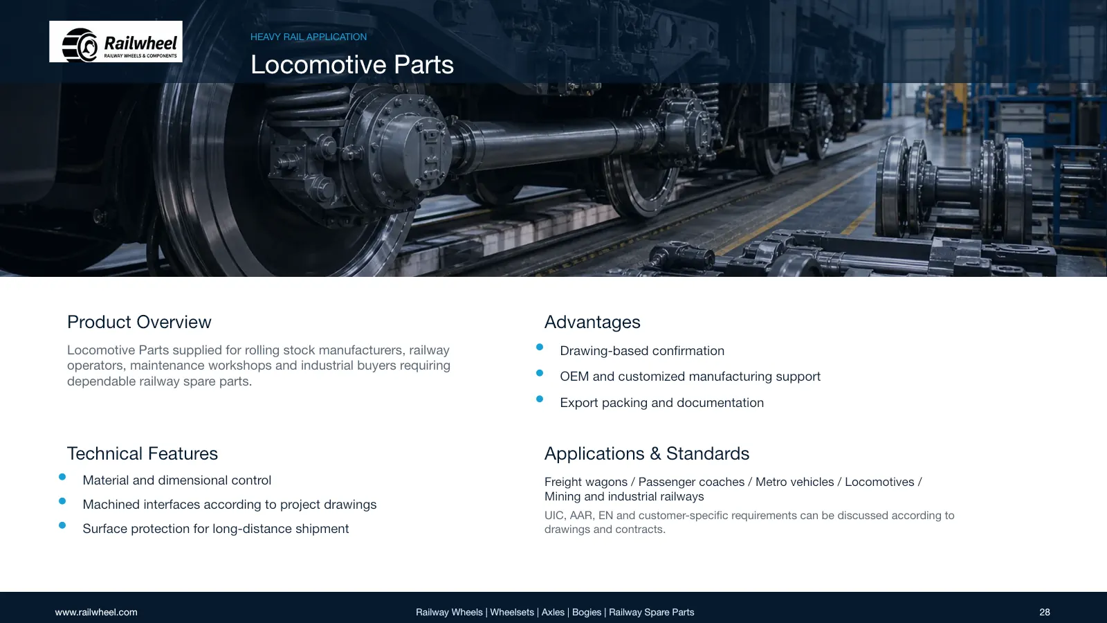 Railwheel company catalog page 28 for railway wheels and components