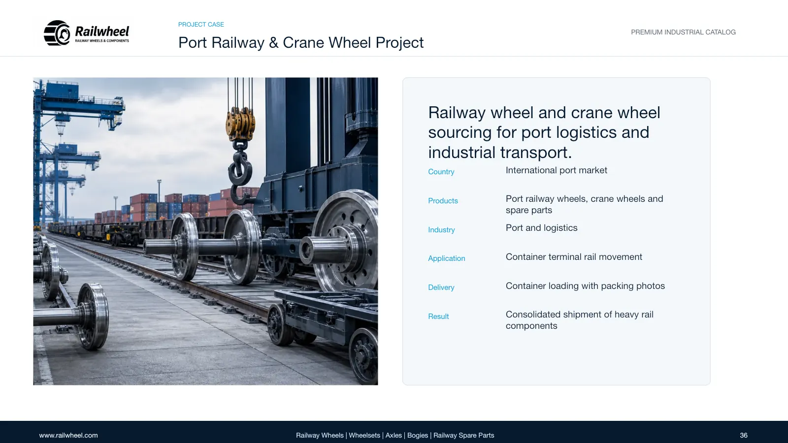 Railwheel company catalog page 36 for railway wheels and components